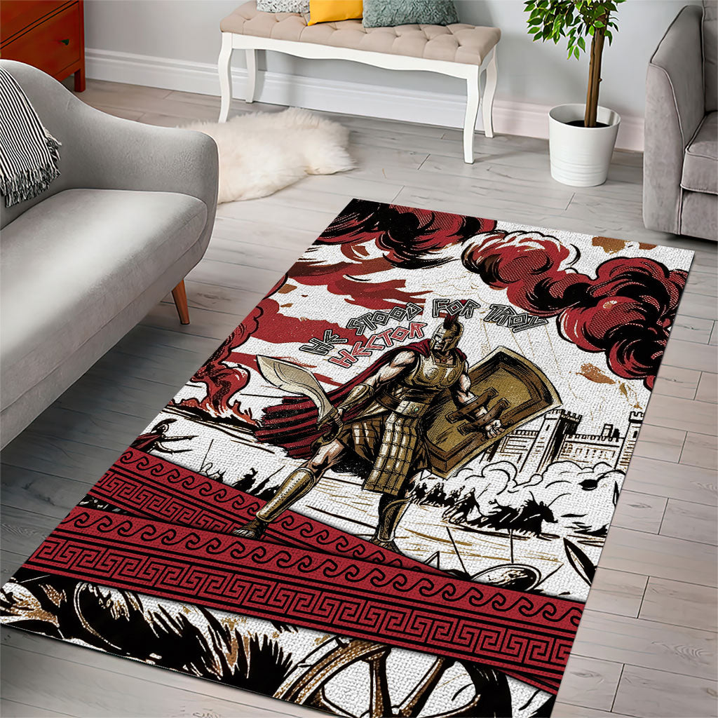 Hector Iliad Stood For Troy Area Rug Ancient Greek Trojan Prince Hector Sword Shield Battle