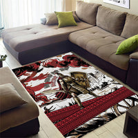 Hector Iliad Stood For Troy Area Rug Ancient Greek Trojan Prince Hector Sword Shield Battle
