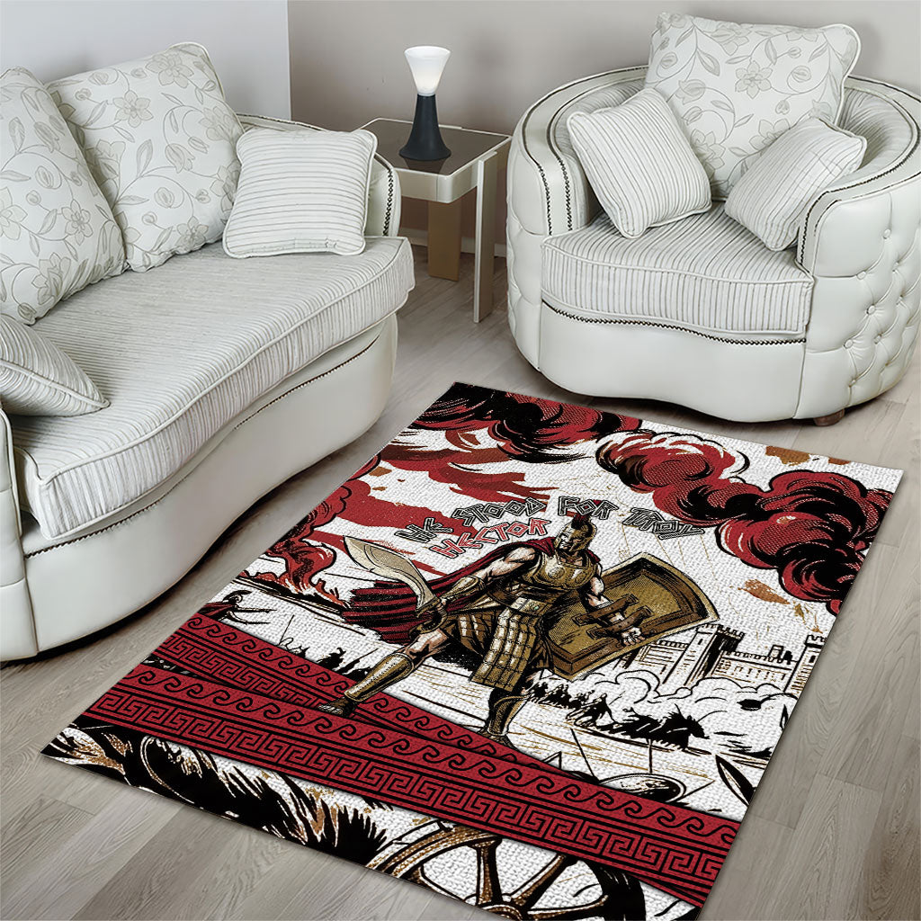 Hector Iliad Stood For Troy Area Rug Ancient Greek Trojan Prince Hector Sword Shield Battle