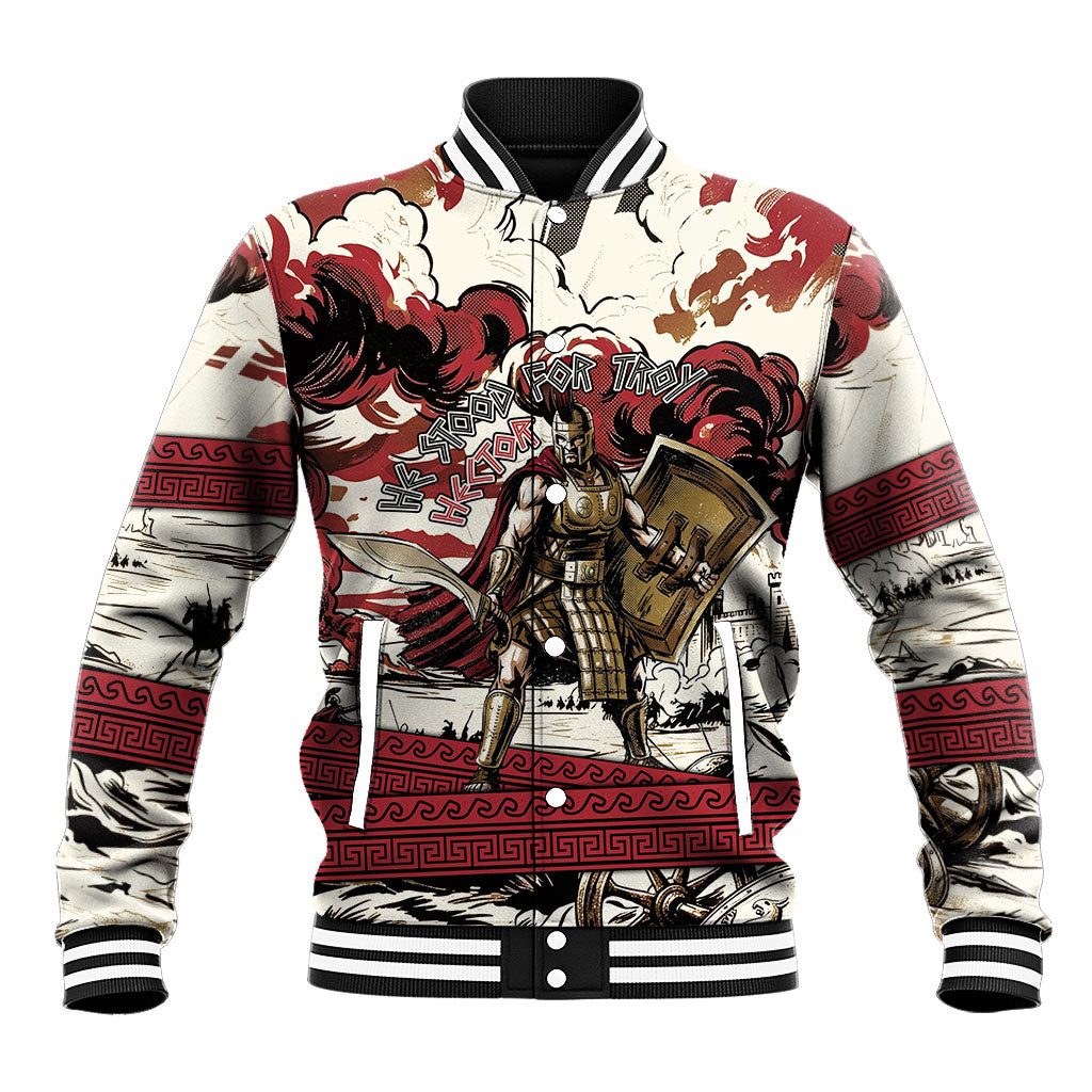Hector Iliad Stood For Troy Baseball Jacket Ancient Greek Trojan Prince Hector Sword Shield Battle
