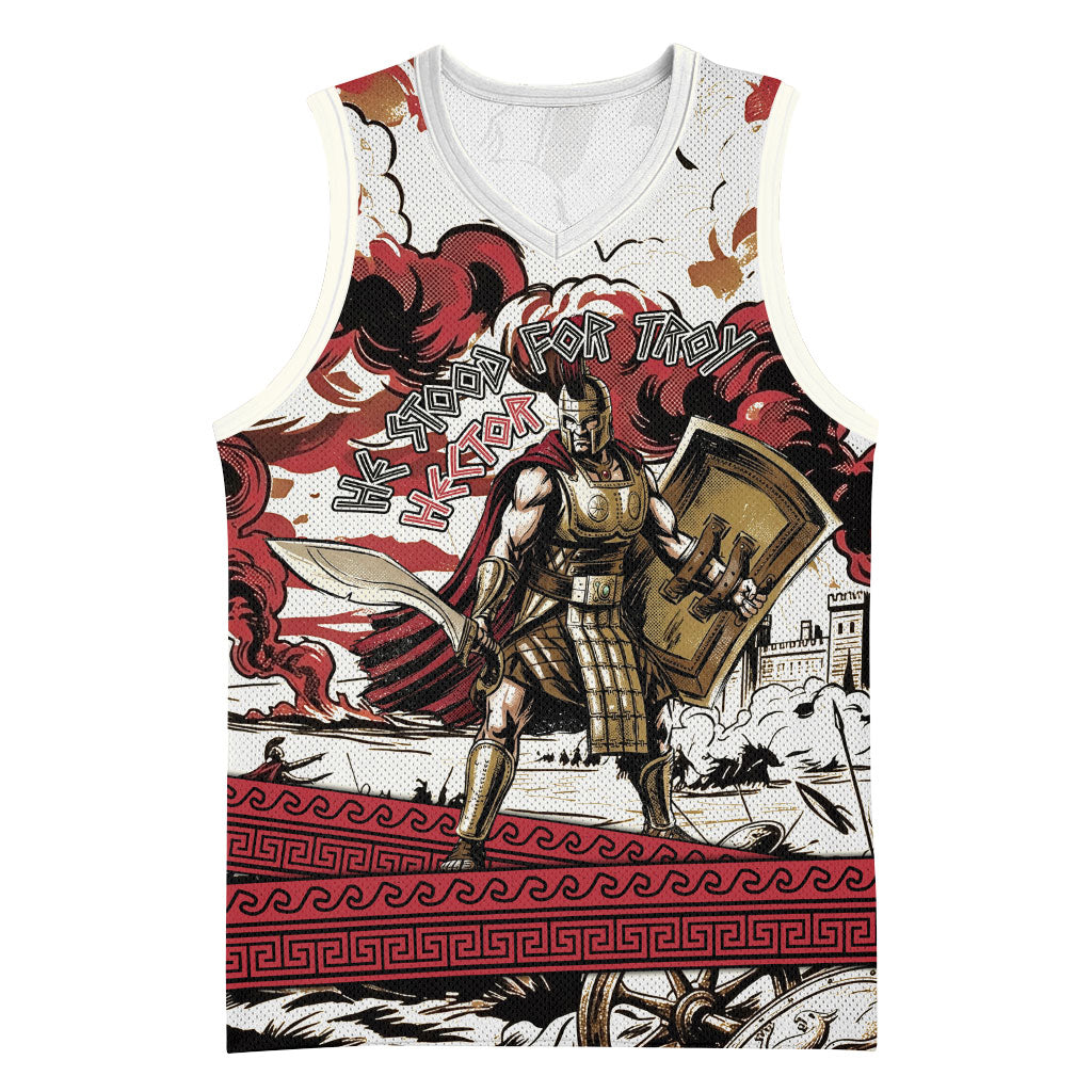 Hector Iliad Stood For Troy Basketball Jersey Ancient Greek Trojan Prince Hector Sword Shield Battle