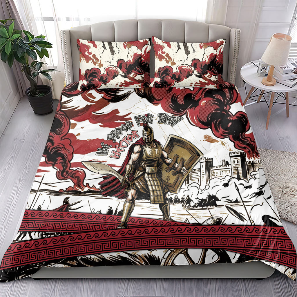 Hector Iliad Stood For Troy Bedding Set Ancient Greek Trojan Prince Hector Sword Shield Battle