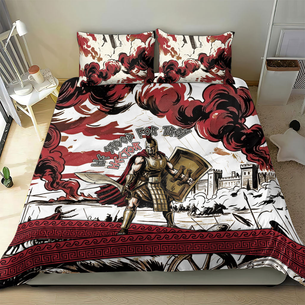 Hector Iliad Stood For Troy Bedding Set Ancient Greek Trojan Prince Hector Sword Shield Battle