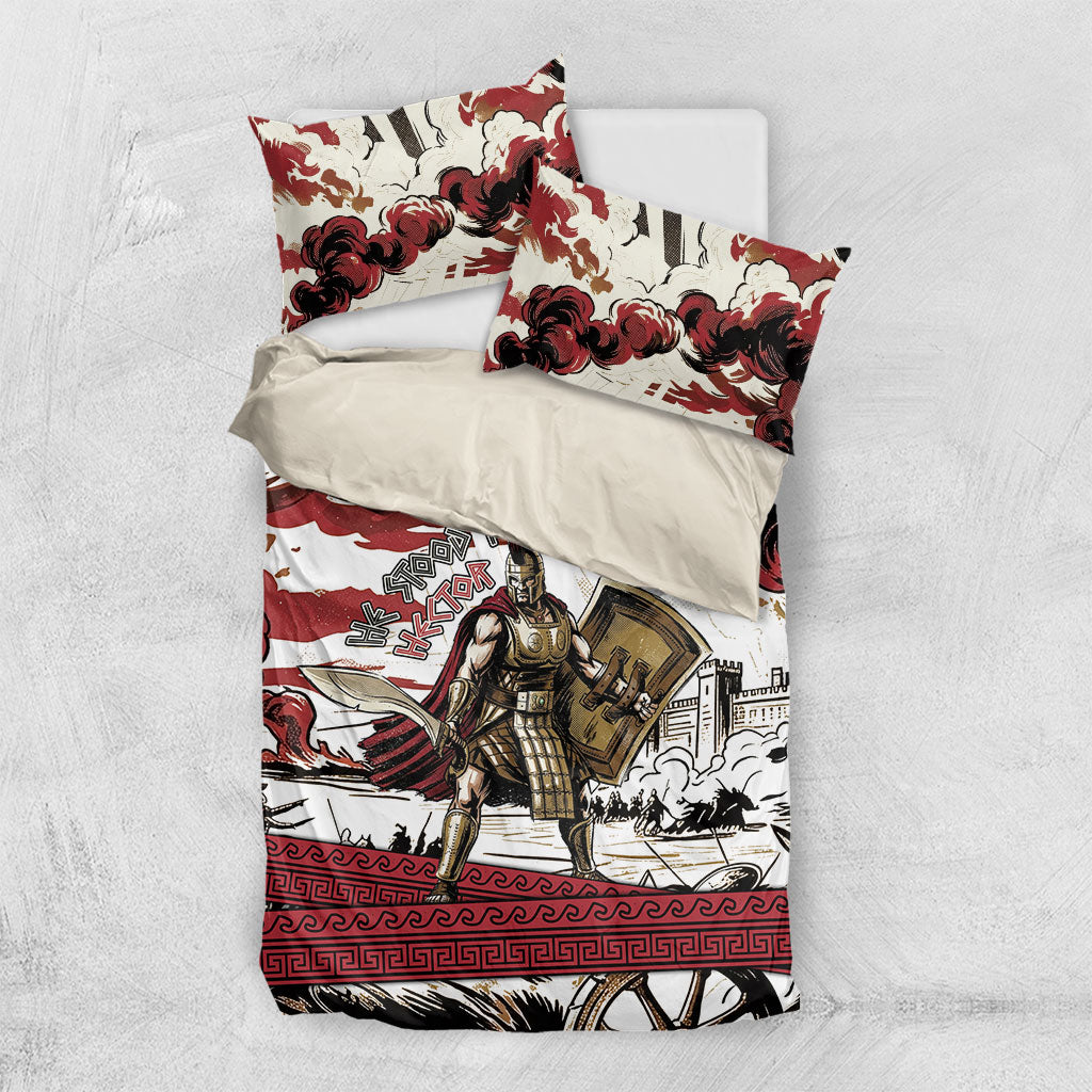 Hector Iliad Stood For Troy Bedding Set Ancient Greek Trojan Prince Hector Sword Shield Battle