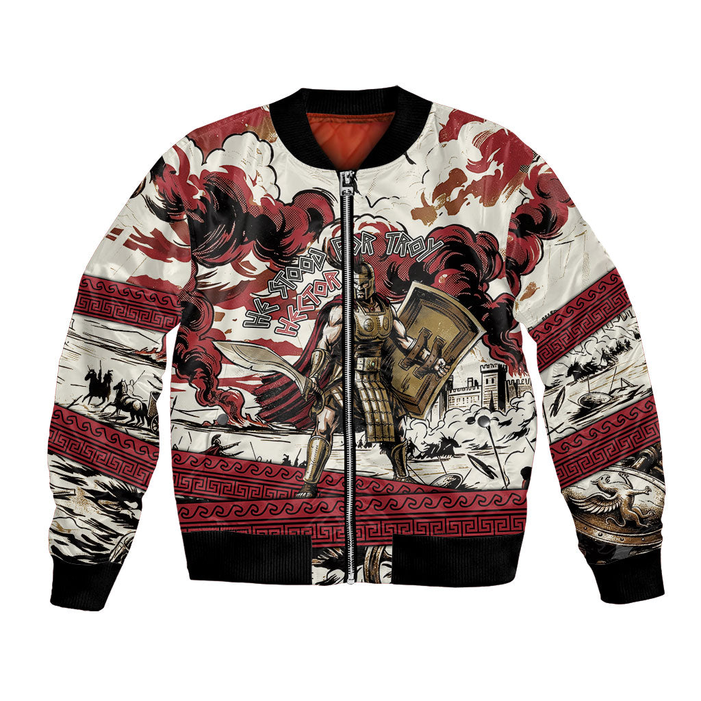 Hector Iliad Stood For Troy Bomber Jacket Ancient Greek Trojan Prince Hector Sword Shield Battle