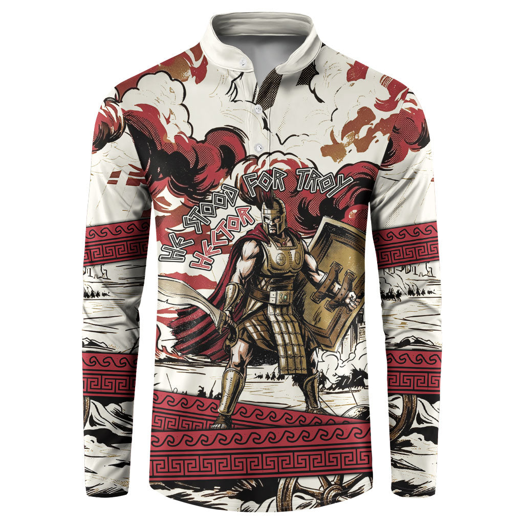 Hector Iliad Stood For Troy Button Sweatshirt Ancient Greek Trojan Prince Hector Sword Shield Battle