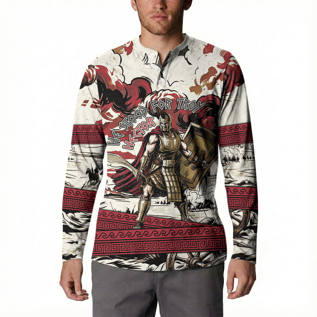 Hector Iliad Stood For Troy Button Sweatshirt Ancient Greek Trojan Prince Hector Sword Shield Battle