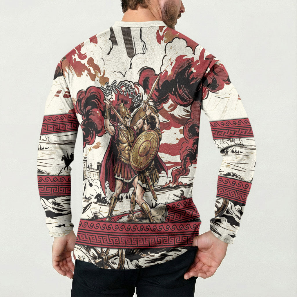 Hector Iliad Stood For Troy Button Sweatshirt Ancient Greek Trojan Prince Hector Sword Shield Battle