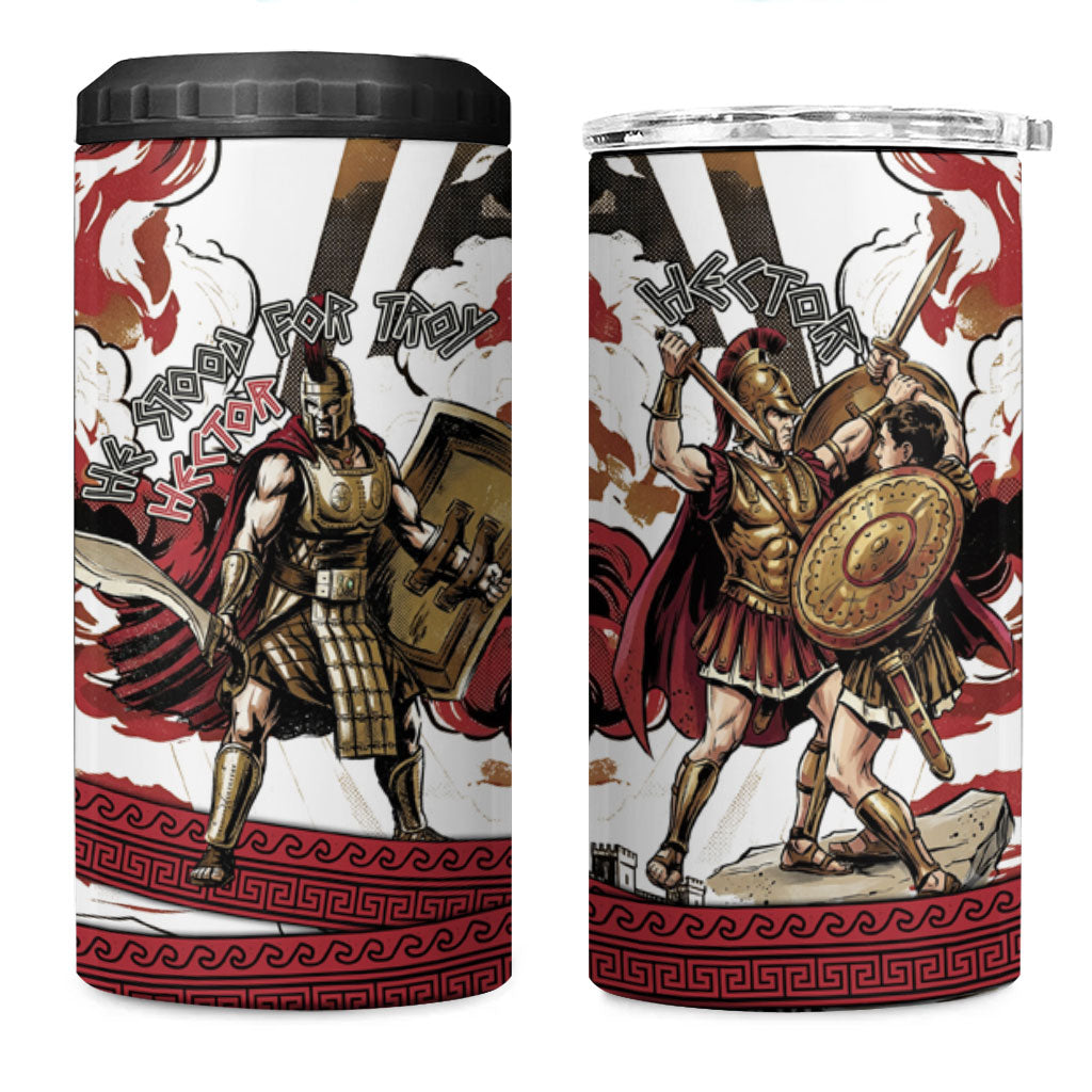 Hector Iliad Stood For Troy 4 in 1 Can Cooler Tumbler Ancient Greek Trojan Prince Hector Sword Shield Battle