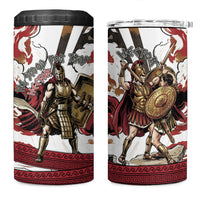 Hector Iliad Stood For Troy 4 in 1 Can Cooler Tumbler Ancient Greek Trojan Prince Hector Sword Shield Battle