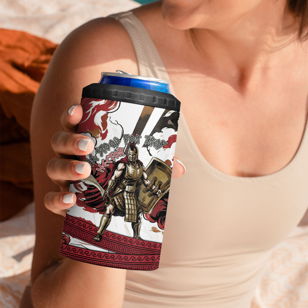 Hector Iliad Stood For Troy 4 in 1 Can Cooler Tumbler Ancient Greek Trojan Prince Hector Sword Shield Battle