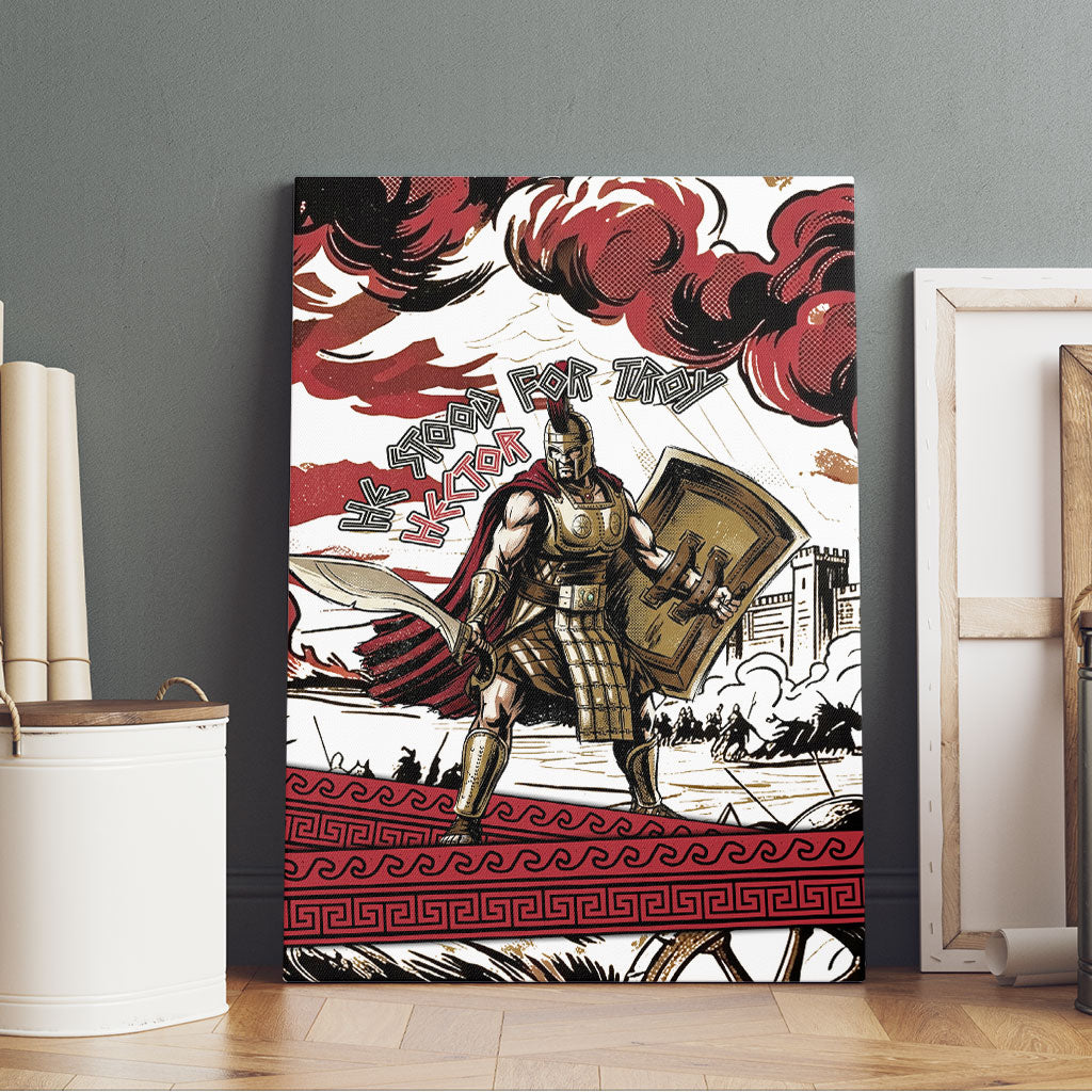 Hector Iliad Stood For Troy Canvas Wall Art Ancient Greek Trojan Prince Hector Sword Shield Battle