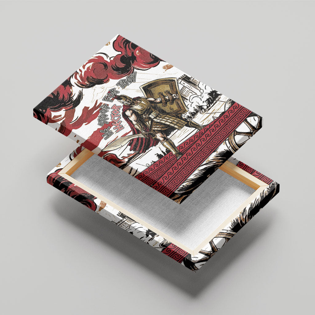 Hector Iliad Stood For Troy Canvas Wall Art Ancient Greek Trojan Prince Hector Sword Shield Battle