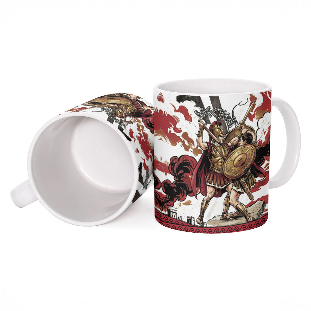 Hector Iliad Stood For Troy Ceramic Mug Ancient Greek Trojan Prince Hector Sword Shield Battle