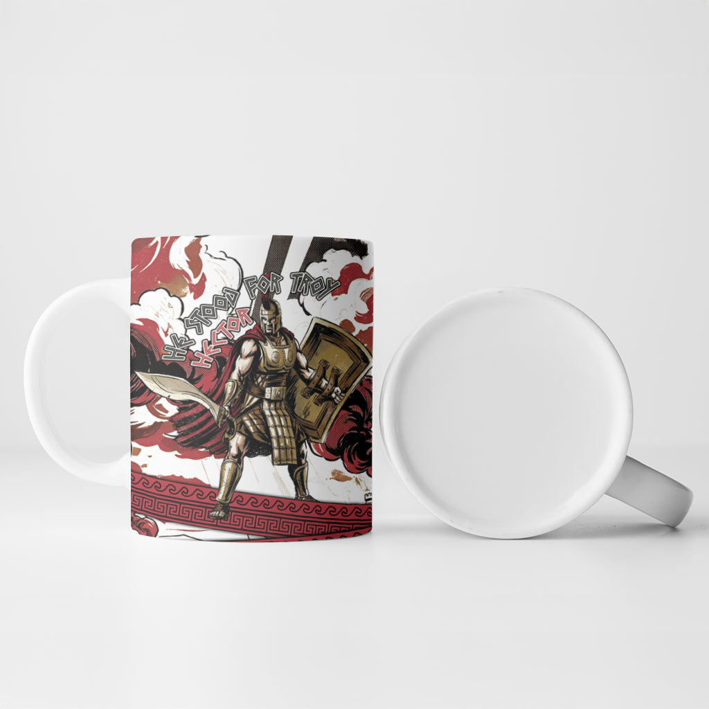 Hector Iliad Stood For Troy Ceramic Mug Ancient Greek Trojan Prince Hector Sword Shield Battle