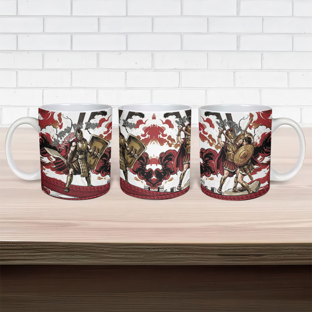 Hector Iliad Stood For Troy Ceramic Mug Ancient Greek Trojan Prince Hector Sword Shield Battle