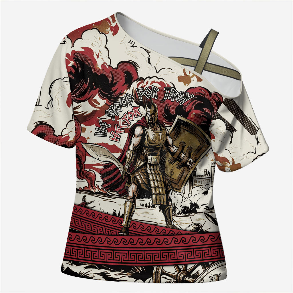 Hector Iliad Stood For Troy Cross Shoulder Shirt Ancient Greek Trojan Prince Hector Sword Shield Battle