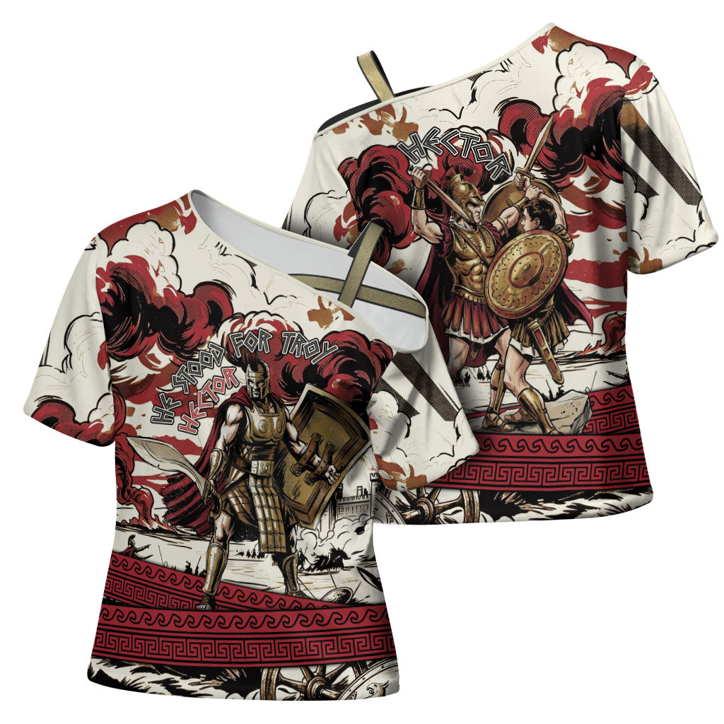 Hector Iliad Stood For Troy Cross Shoulder Shirt Ancient Greek Trojan Prince Hector Sword Shield Battle
