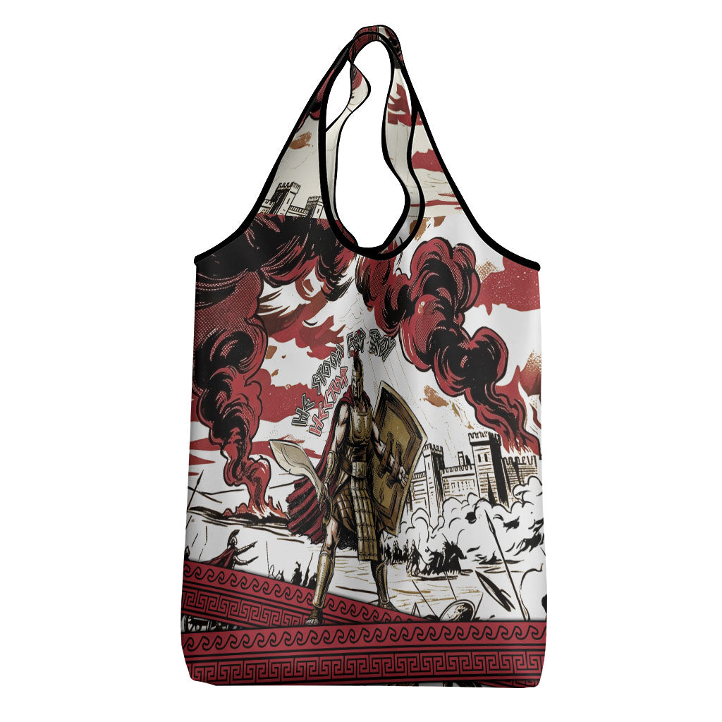 Hector Iliad Stood For Troy Grocery Bag Ancient Greek Trojan Prince Hector Sword Shield Battle
