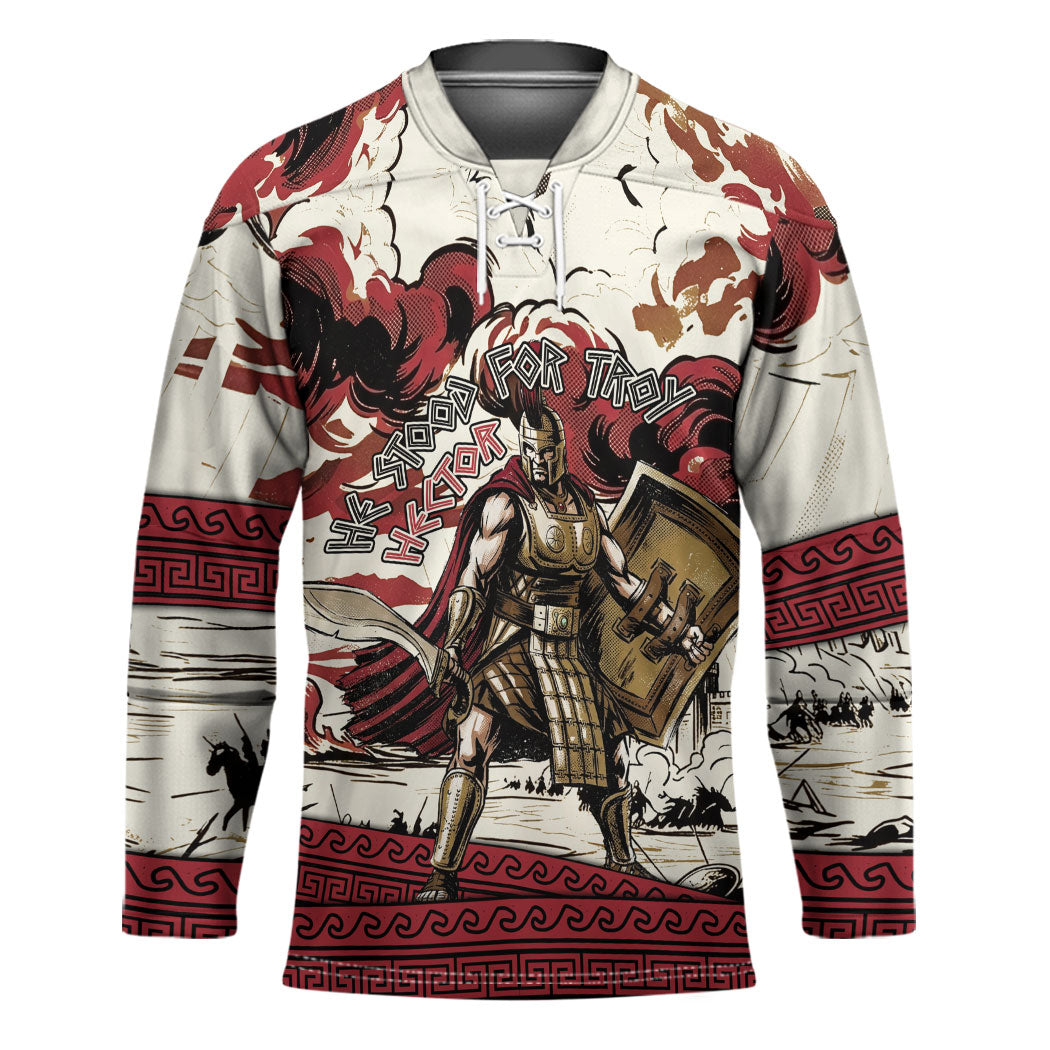 Hector Iliad Stood For Troy Hockey Jersey Ancient Greek Trojan Prince Hector Sword Shield Battle