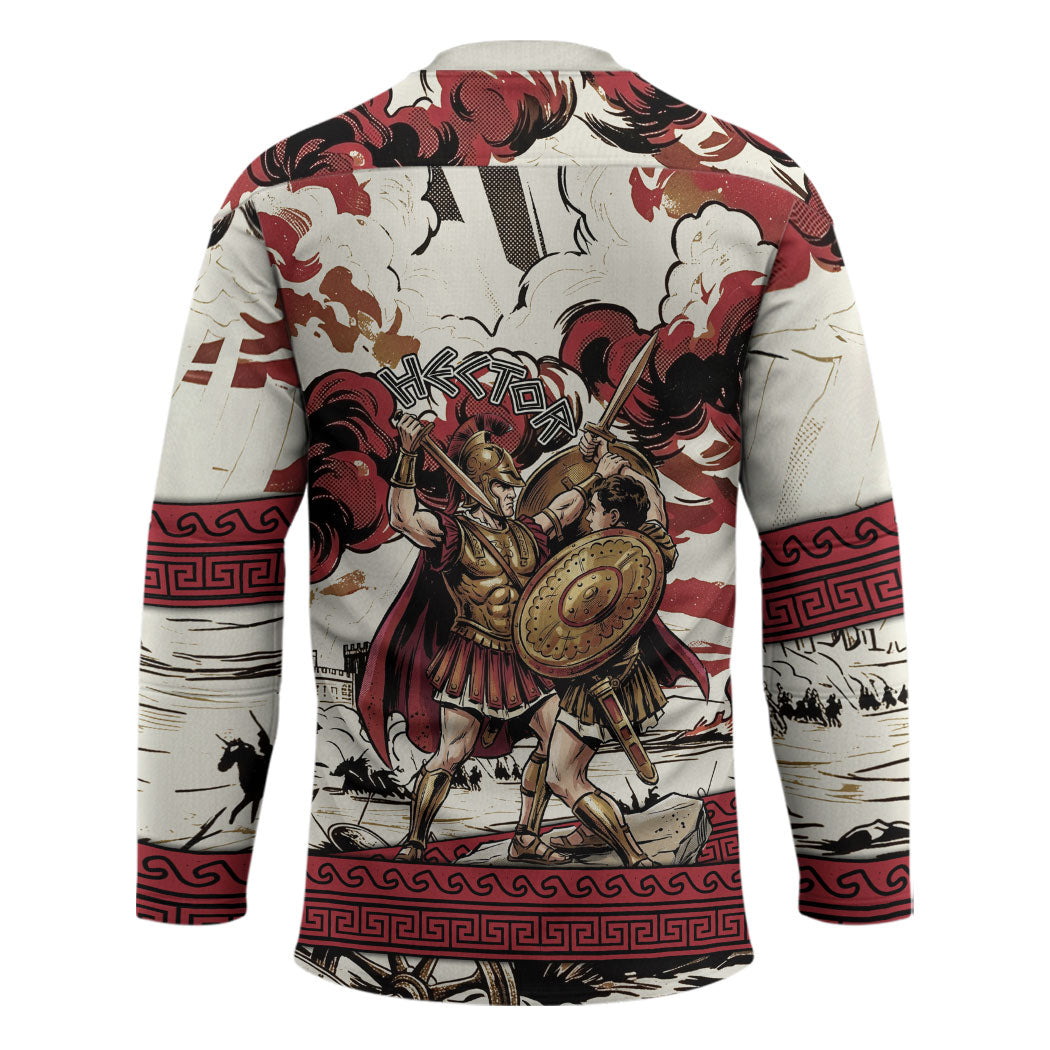 Hector Iliad Stood For Troy Hockey Jersey Ancient Greek Trojan Prince Hector Sword Shield Battle