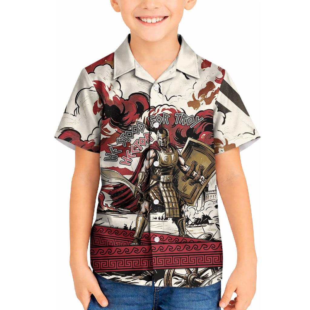 Hector Iliad Stood For Troy Kid Hawaiian Shirt Ancient Greek Trojan Prince Hector Sword Shield Battle