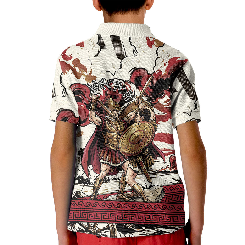Hector Iliad Stood For Troy Kid Polo Shirt Ancient Greek Trojan Prince Hector Sword Shield Battle