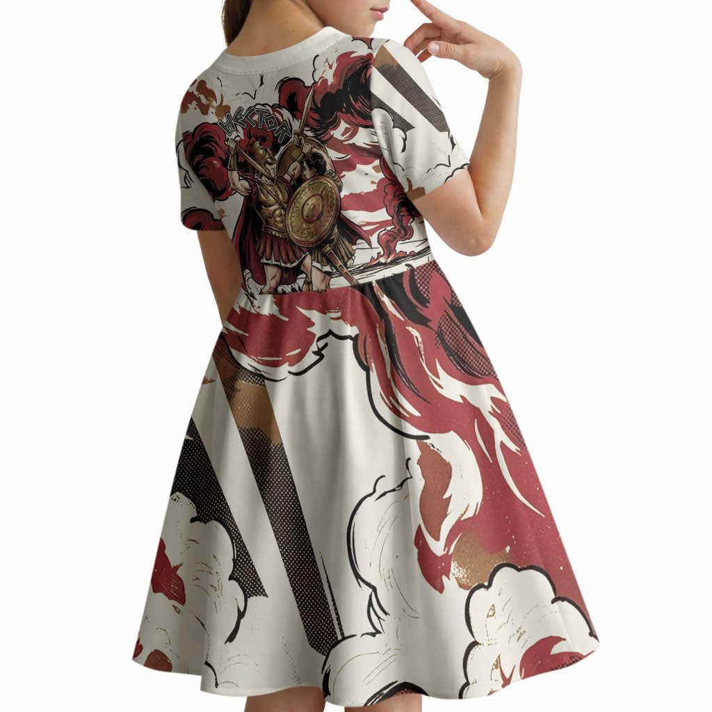 Hector Iliad Stood For Troy Kid Short Sleeve Dress Ancient Greek Trojan Prince Hector Sword Shield Battle