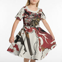 Hector Iliad Stood For Troy Kid Short Sleeve Dress Ancient Greek Trojan Prince Hector Sword Shield Battle