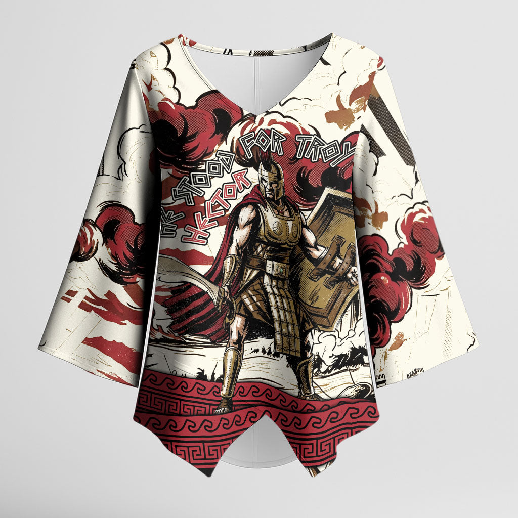 Hector Iliad Stood For Troy Kimono Sleeve Blouse Ancient Greek Trojan Prince Hector Sword Shield Battle