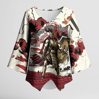 Hector Iliad Stood For Troy Kimono Sleeve Blouse Ancient Greek Trojan Prince Hector Sword Shield Battle
