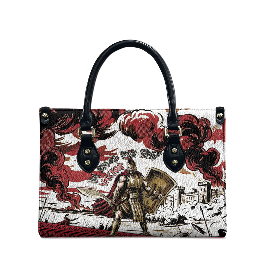 Hector Iliad Stood For Troy Leather Bag Ancient Greek Trojan Prince Hector Sword Shield Battle