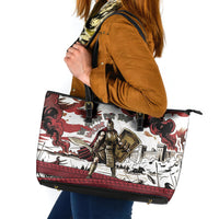 Hector Iliad Stood For Troy Leather Tote Bag Ancient Greek Trojan Prince Hector Sword Shield Battle