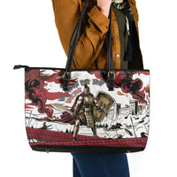 Hector Iliad Stood For Troy Leather Tote Bag Ancient Greek Trojan Prince Hector Sword Shield Battle