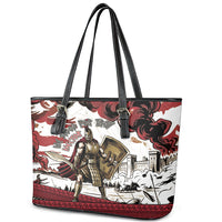 Hector Iliad Stood For Troy Leather Tote Bag Ancient Greek Trojan Prince Hector Sword Shield Battle