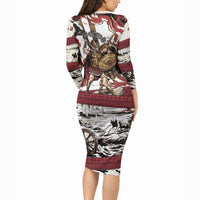 Hector Iliad Stood For Troy Long Sleeve Bodycon Dress Ancient Greek Trojan Prince Hector Sword Shield Battle