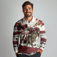 Hector Iliad Stood For Troy Long Sleeve Polo Shirt Ancient Greek Trojan Prince Hector Sword Shield Battle
