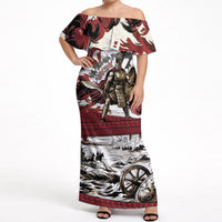 Hector Iliad Stood For Troy Off Shoulder Maxi Dress Ancient Greek Trojan Prince Hector Sword Shield Battle
