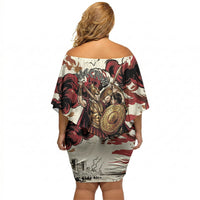 Hector Iliad Stood For Troy Off Shoulder Short Dress Ancient Greek Trojan Prince Hector Sword Shield Battle