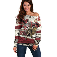 Hector Iliad Stood For Troy Off Shoulder Sweater Ancient Greek Trojan Prince Hector Sword Shield Battle