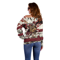Hector Iliad Stood For Troy Off Shoulder Sweater Ancient Greek Trojan Prince Hector Sword Shield Battle