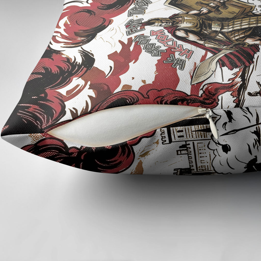 Hector Iliad Stood For Troy Pillow Cover Ancient Greek Trojan Prince Hector Sword Shield Battle