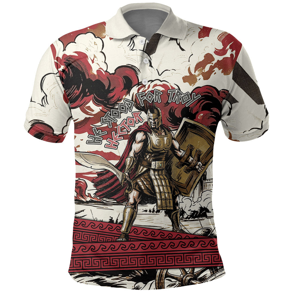 Hector Iliad Stood For Troy Polo Shirt Ancient Greek Trojan Prince Hector Sword Shield Battle