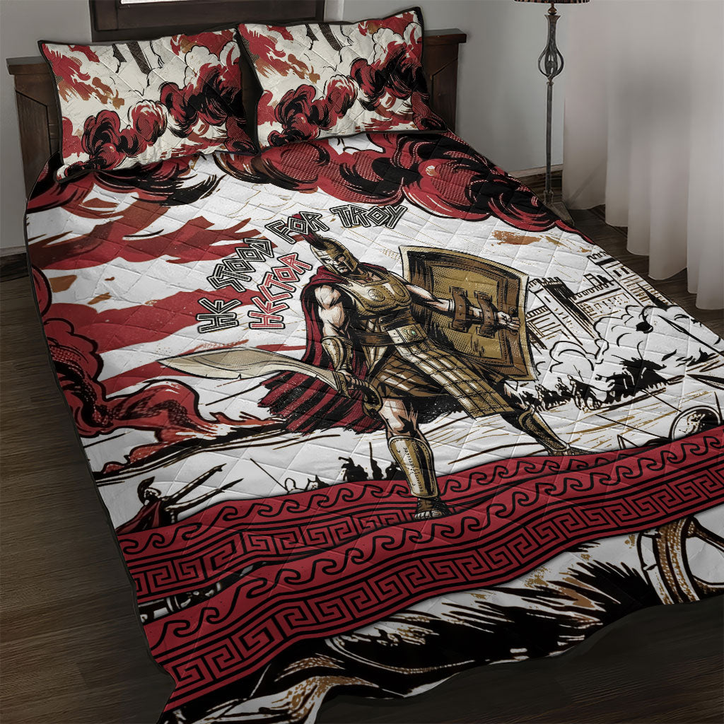 Hector Iliad Stood For Troy Quilt Bed Set Ancient Greek Trojan Prince Hector Sword Shield Battle