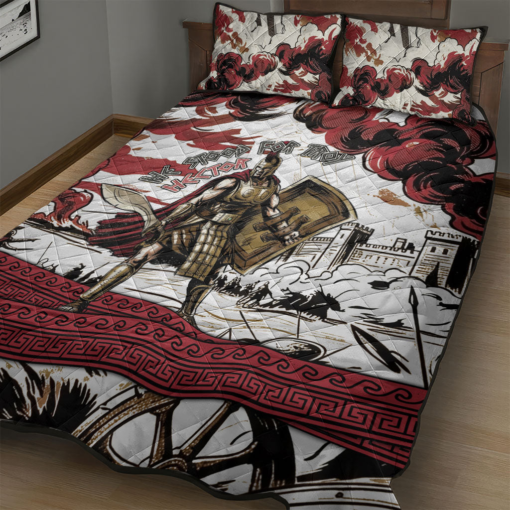 Hector Iliad Stood For Troy Quilt Bed Set Ancient Greek Trojan Prince Hector Sword Shield Battle