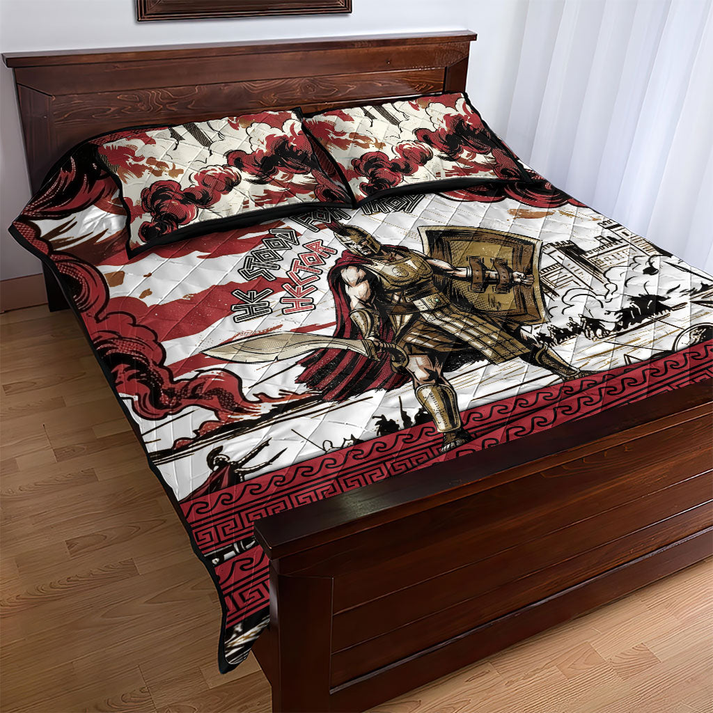 Hector Iliad Stood For Troy Quilt Bed Set Ancient Greek Trojan Prince Hector Sword Shield Battle