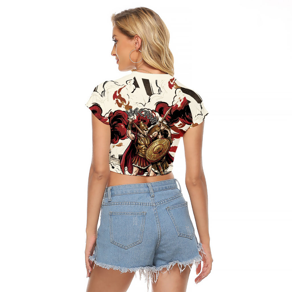 Hector Iliad Stood For Troy Raglan Cropped T Shirt Ancient Greek Trojan Prince Hector Sword Shield Battle