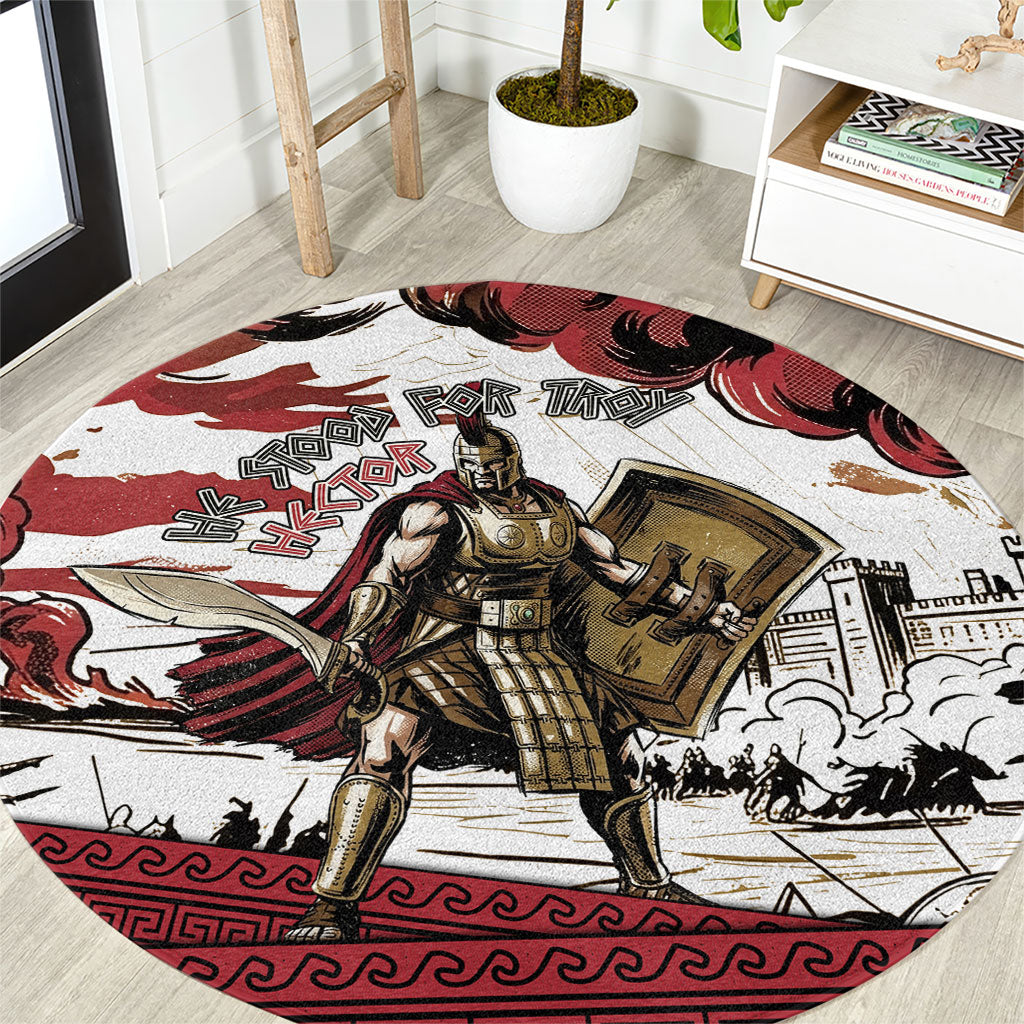 Hector Iliad Stood For Troy Round Carpet Ancient Greek Trojan Prince Hector Sword Shield Battle