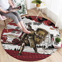 Hector Iliad Stood For Troy Round Carpet Ancient Greek Trojan Prince Hector Sword Shield Battle