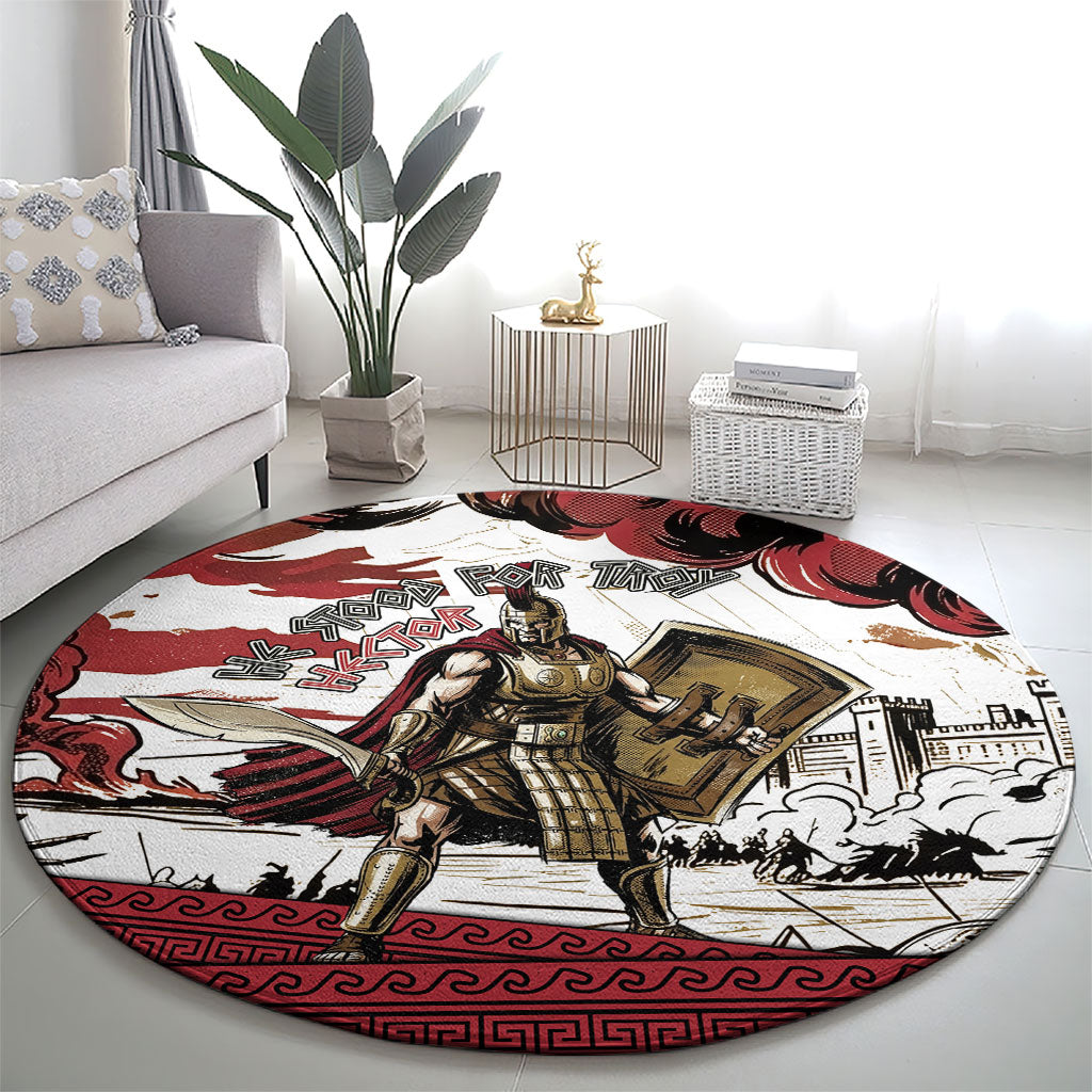 Hector Iliad Stood For Troy Round Carpet Ancient Greek Trojan Prince Hector Sword Shield Battle